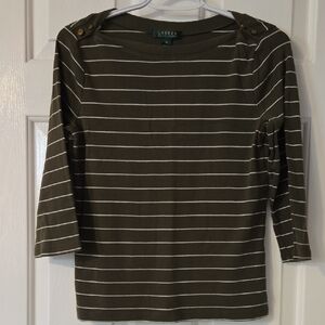 Ralph Lauren Women Olive Striped Top